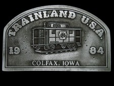TI15146 NOS VINTAGE 1984  TRAINLAND U.S.A COLFAX, IOWA  BELT BUCKLE