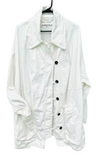 Rundholz Dip Jacket S White Cotton Large Loop Button Raw Edge Lagenlook Oversize