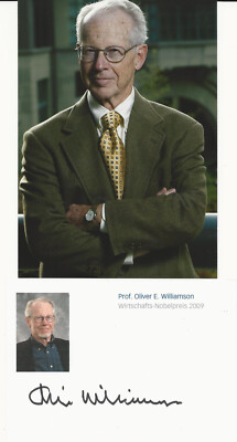 Oliver E. Williamson Wirtschafts-Nobelpreis 2009 Karte mit Original-Autogramm