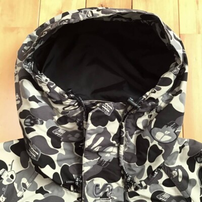 STUSSY BAPE camo スノボジャケット a bathing ape STUSSY × BAPE Skull camo hoodie snowboard jacket Gray A Bathing