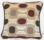 contemporary modern red decorative pillow geometric square complete handmade usa