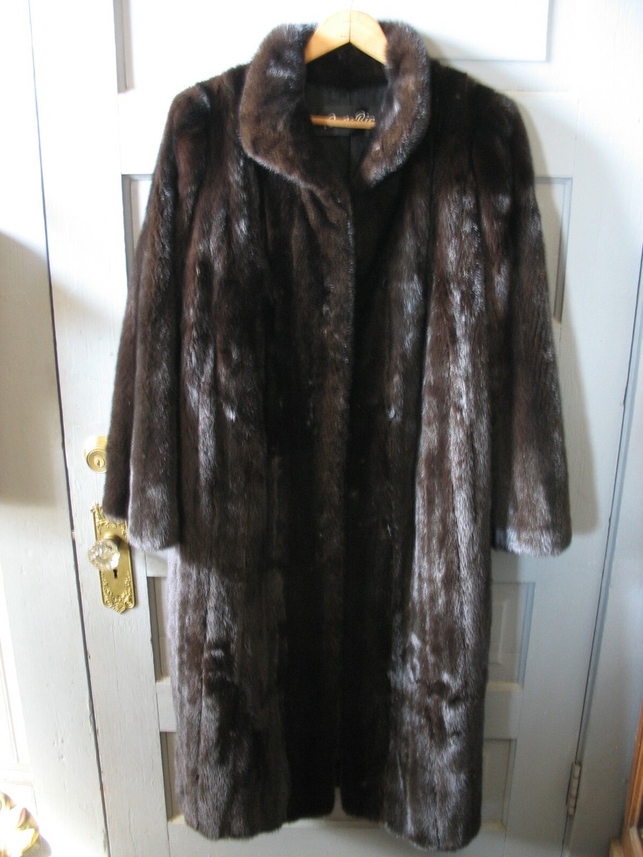 Womens Vtg Designer Ben-Ric Black Dk Brown Mink Full Length