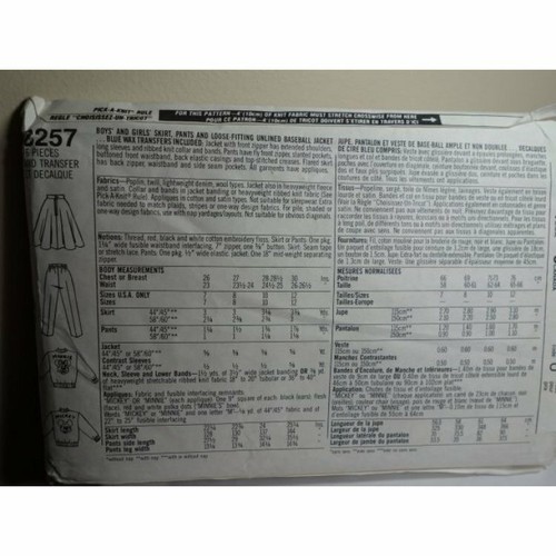 Simplicity Walt Disney Sewing Pattern 8257 Walt Disney UNCUT! Size US: K 8+10+12 - Picture 6 of 7