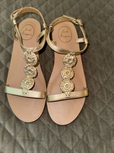Jack Rogers Gold Women's Sling Back Sandals Size 8.5 NEW - Picture 2 of 4