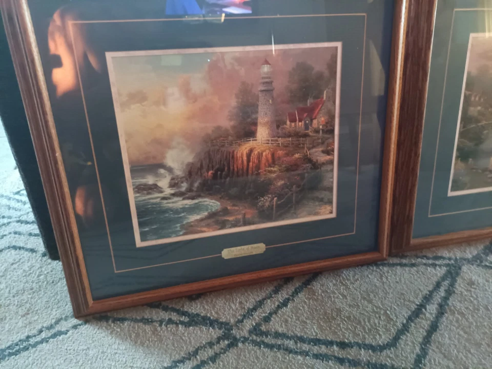 Thomas Kinkade ~lámpara, puesta de sol, ~ 16x20 GP 656/1400 Raro, Marco de calidad 3 piezas Foto 2 de 4