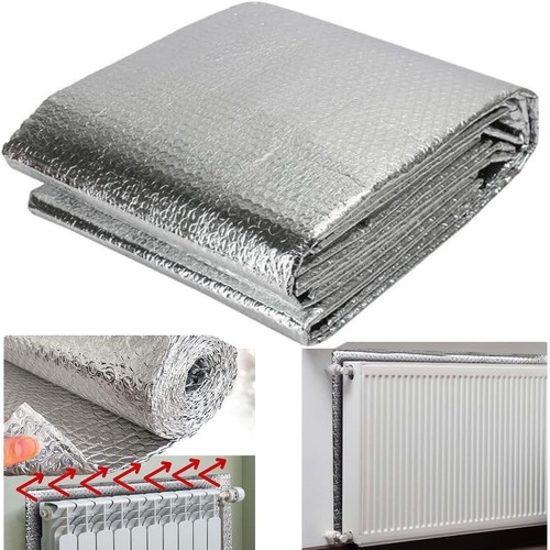 2 x Bubble Radiator Insulation Foil Roll Heat Reflective Energy Saver 5m x 60cm - Picture 7 of 7