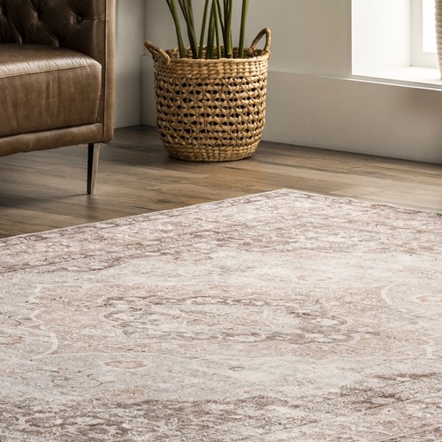 nuLOOM Elsa Transitional Beige Indoor Machine Washable Area Rug - Picture 9 of 9