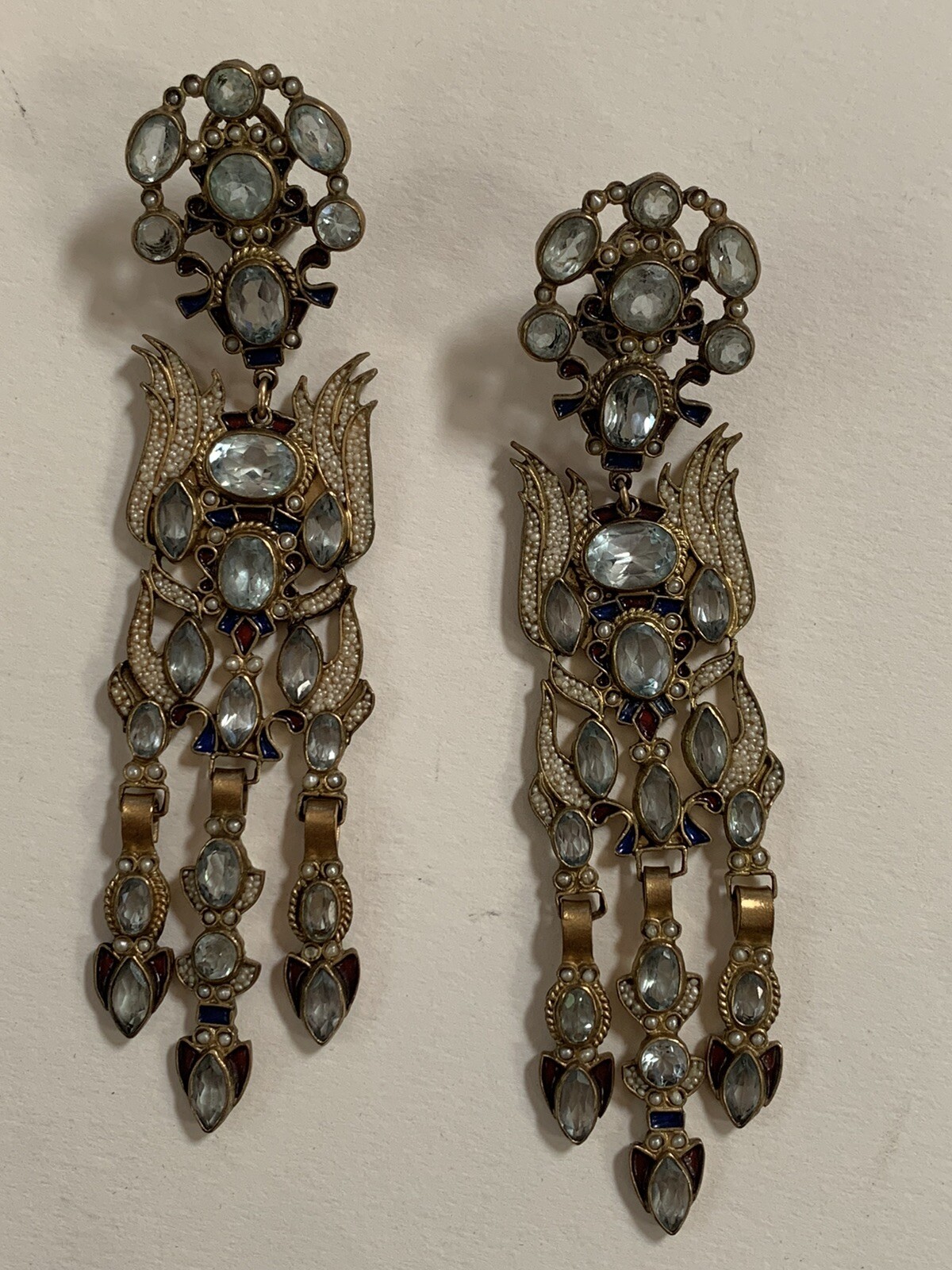 Percossi Papi Statement Drop Dangle Earrings ￼Vtg… - image 2