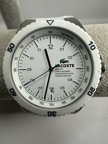 Lacoste Mens Watch LC481292253 New Battery 44MM 8.5" Leather Band C90