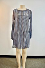 NWT Maje BLUE GOLD Silk Cocktail Dress Size 40 or 6 On Sale sz