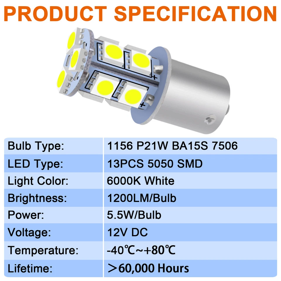 1Pcs 6000K White Dome Light LED Bulb Lamp For 1964 - 1972 Ford F-100 F-250 F-350 - Image 3 of 4