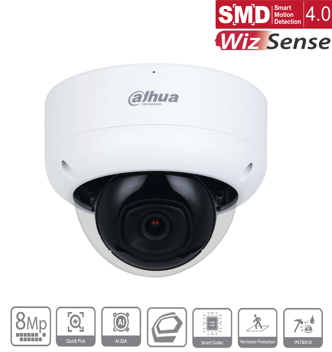 Dahua IPC-HDBW3841E-S-S2 8MP IR Fixed-focal Dome WizSense Network