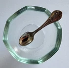 Sterling Silver  Spoon and Glass Salt Dish