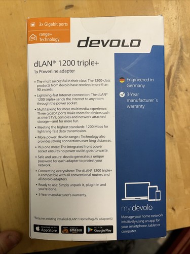 DEVOLO 1200+ WiFi dLAN Add-On GIGABIT PASSTHROUGH POWERLINE ADAPTER 2 PORTS - Picture 8 of 9