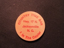 Jacksonville, North Carolina Wooden Nickel Token - Country Time Bar Drink Coin