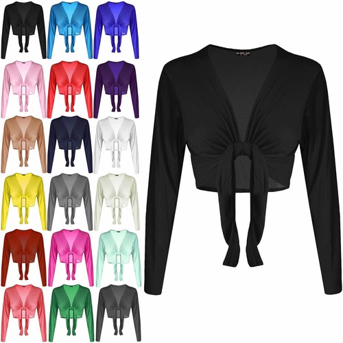 Womens Ladies Open Front Tie Up Shrug 