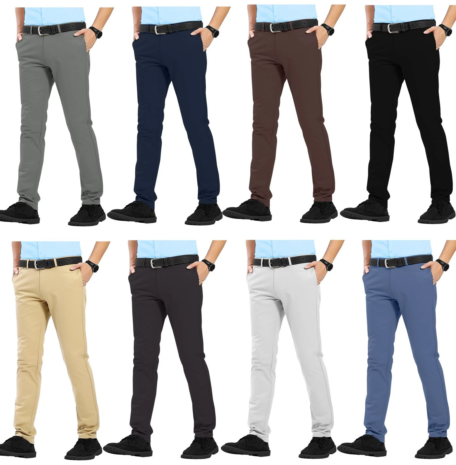 Mens Chino Trousers Slim Fit Stretch Casual Jeans westAce Cotton Designer Pants