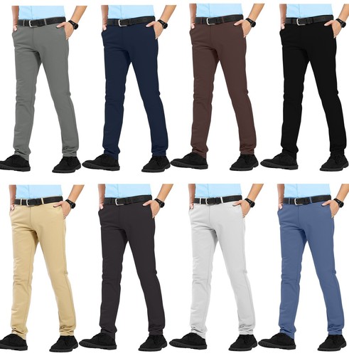 Mens Chino Trousers Slim Fit Stretch 