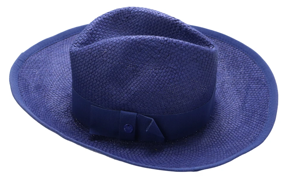 Armani Jeans C5453 Chapeau Femmes Taille Unique Ruban Royal Bleu Papier Logo - Photo 2/4