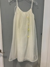 Vintage Van Raalte Ivory Neglige Shear Lined Midi Length Women's Chiffon S