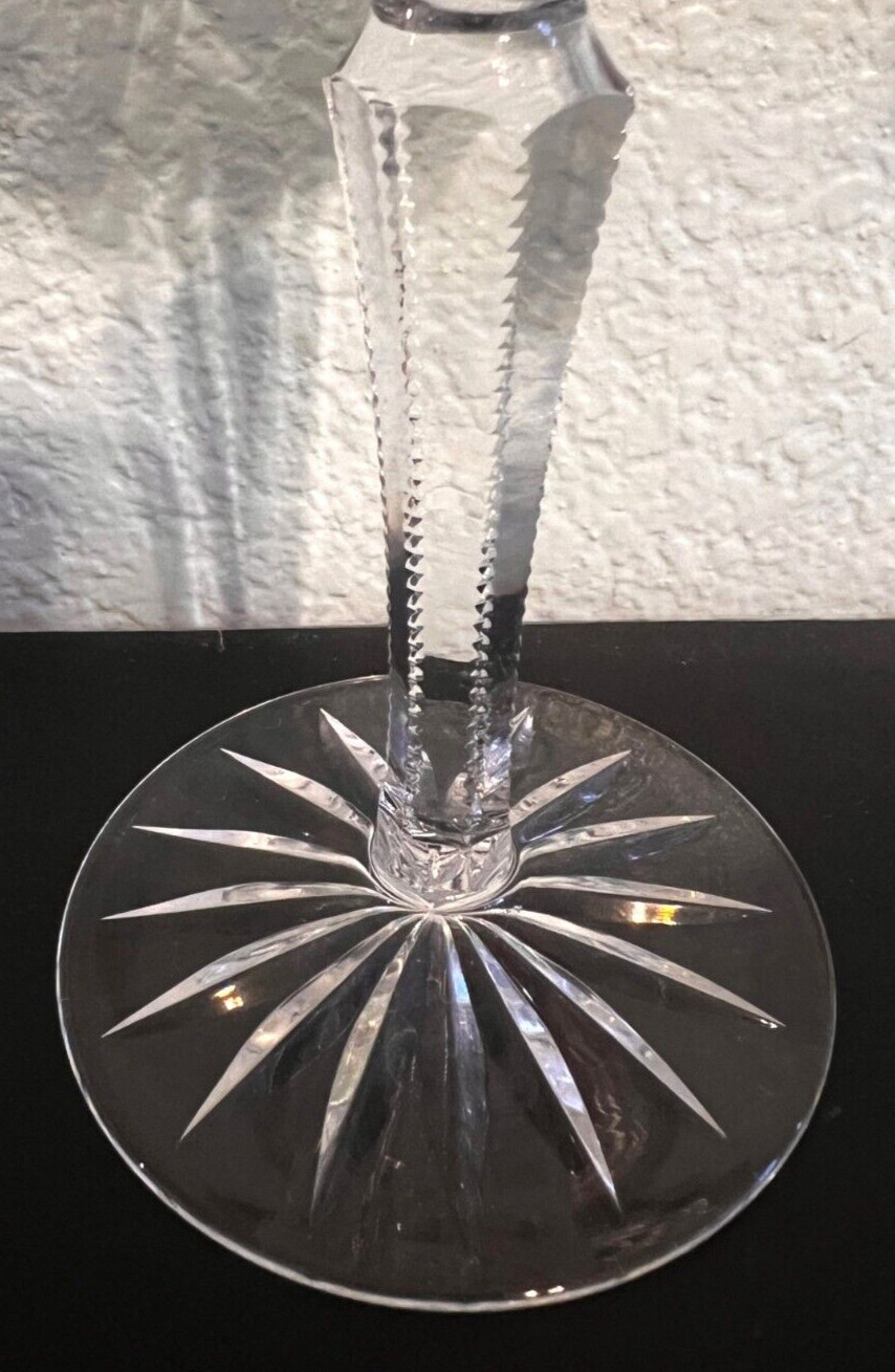 2 European Czech Bohemian  Pinwheel Cut Crystal Wine Hock Goblets Glasses 7 1/2"