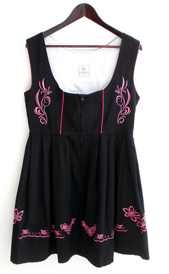 Damen Trachten Dirndl ärmellos schwarz m. Stickerei Gr. 40 v. Edelnice