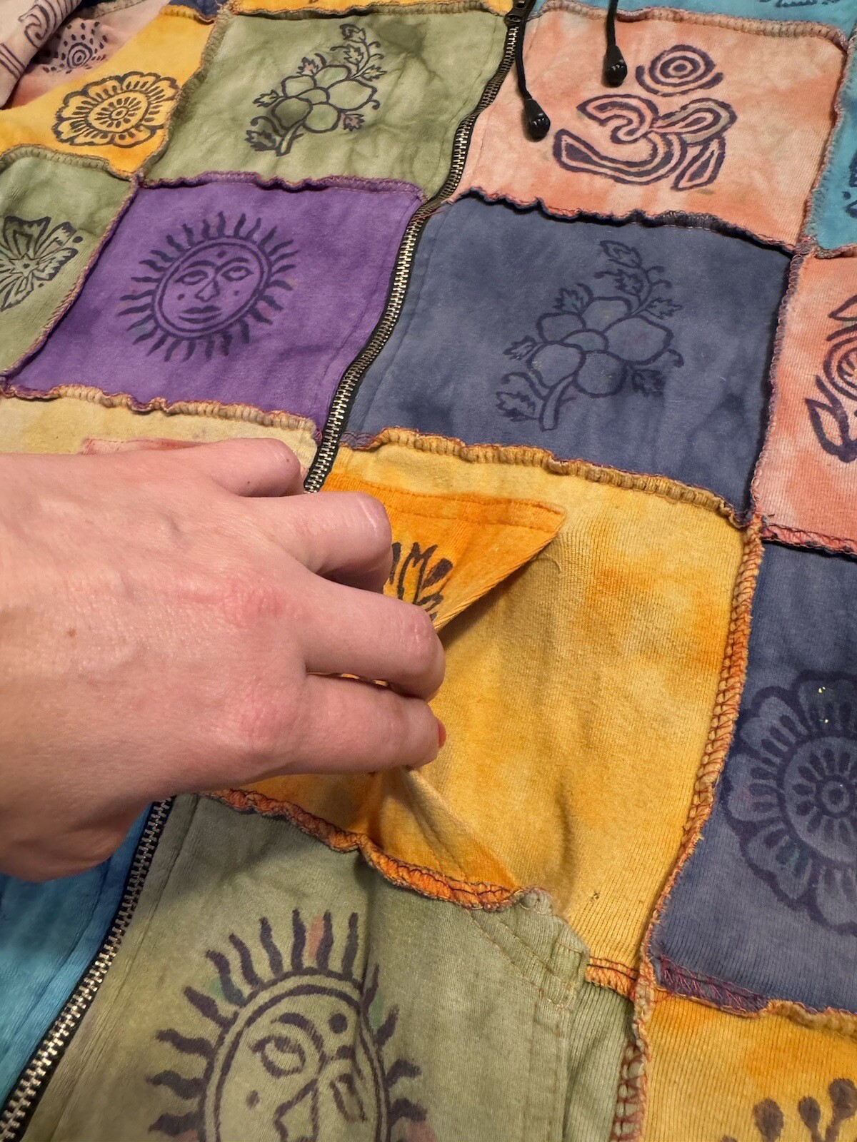 Rising International Long Zip Up Patchwork Fleece… - image 13