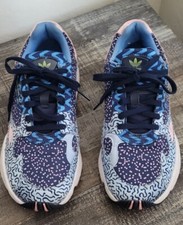 S Adidas Falcon W Out Loud Graphic Satin Print Blue Pink Womens Sz 6 EE7098.