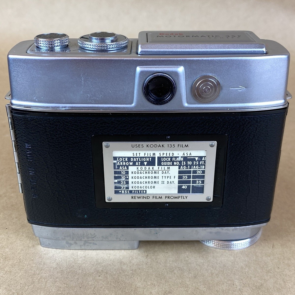 Kodak Motormatic 35F Camera W/ Leather Case - FOR PARTS OR REPAIR