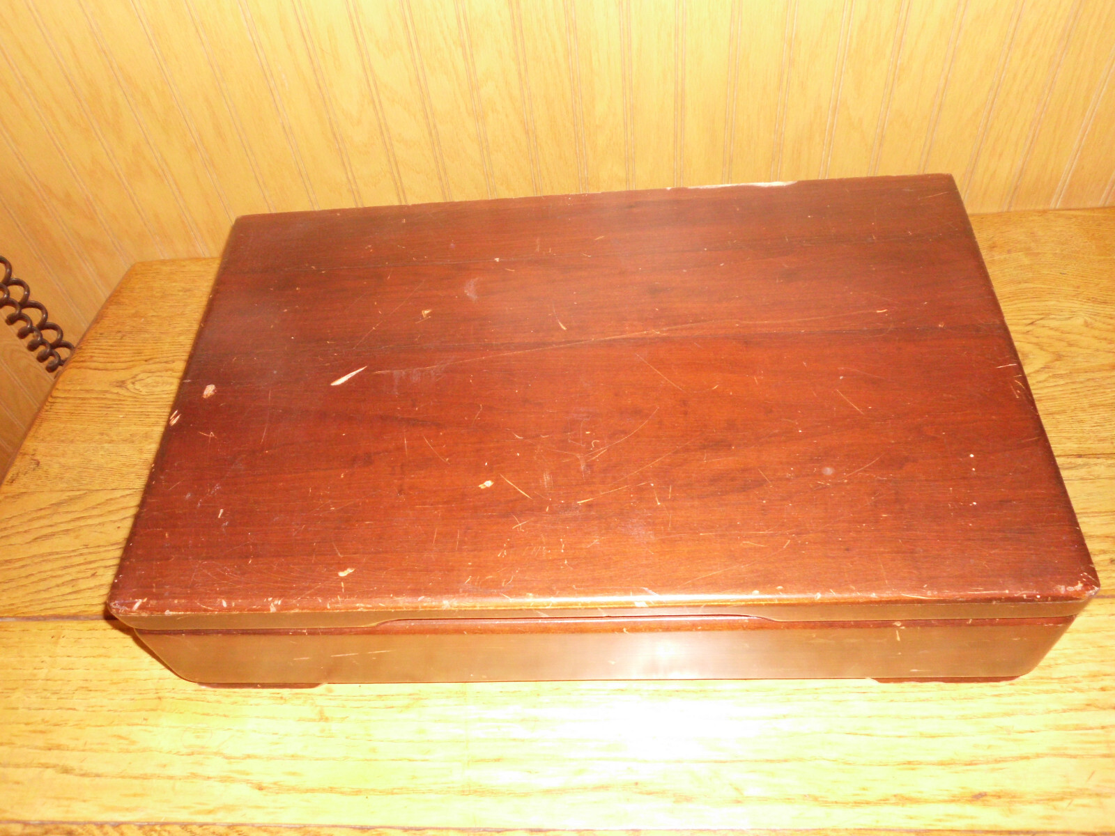 WOOD FLATWARE CHEST Box Silverware AntiTarnish w/removable extra tray