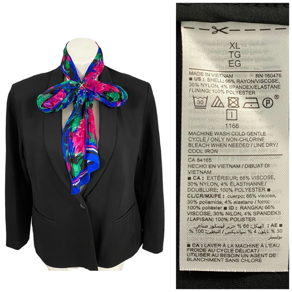 Blazer Old Navy Mujer XL Ponte Tejido Negro Cápsula Básica Trabajo Oficina Chaqueta Foto 3 de 4