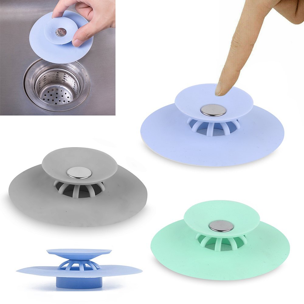 Waschbecken-Sieb & Haarfänger – 2 Stück, Mit Abnehmbarem Edelstahlkorb | Pop-Up Mechanismus, Verstellbare Gummiringe (für 2,5–3 Cm Abfluss)