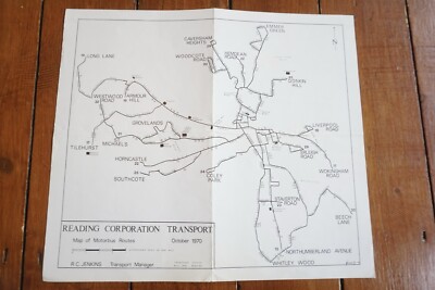 Buslinienplan Reading Corporation 1970 