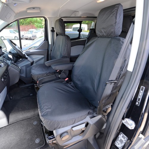 FORD TRANSIT CUSTOM CREW CAB FRONT & REAR SEAT COVERS (2013-2023) BLACK 275 131 - Picture 17 of 24
