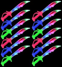 Set of 12 Star Pirate Flashing LED Light Up Party Favor Toy Light Sword Saber