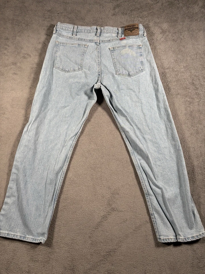 ВИНТАЖНЫЕ джинсы Wrangler для взрослых 34x30 выцветшие светло-голубые 90-е расслабленные свободного покроя - Изображение 2 из 4