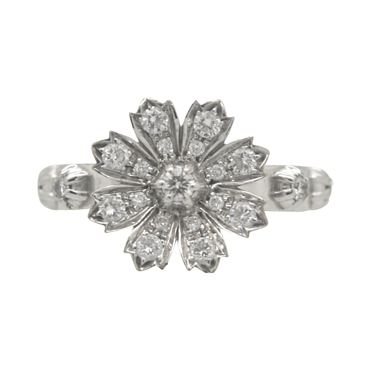 GUCCI Flora 18K White Gold Diamonds Flower Cocktail Ring | eBay