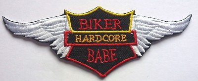 HARD CORE BIKER BABE AUFNÄHEN ODER AUFBÜGELN BIKER MOTORRAD PATCH