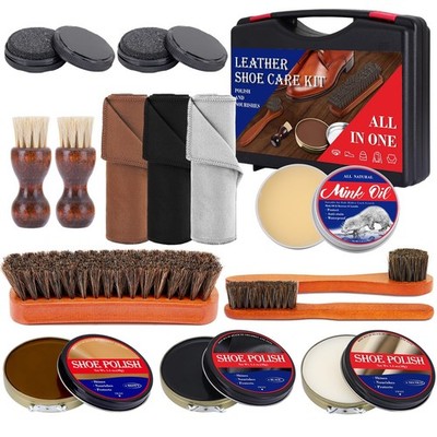 TUXIYA 15pcs Shoe Shine Kit, Polish Leather Boot Care wu, Clear 