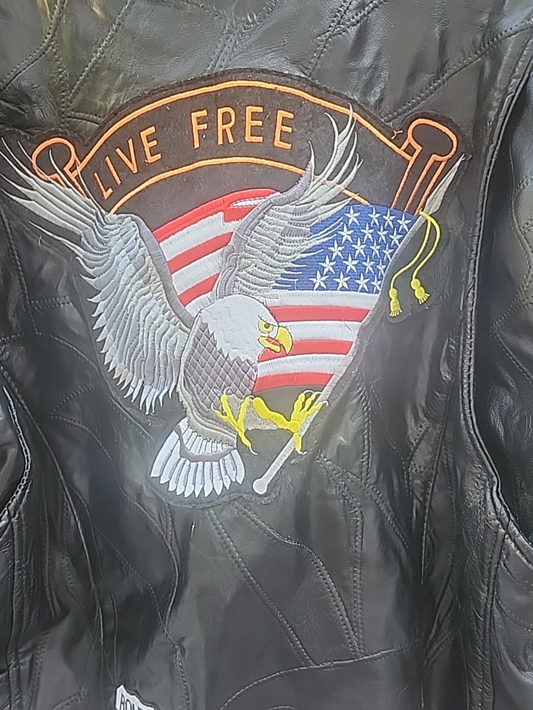 Lambskin Biker Jacket Patchwork Leather Size 2X - image 11