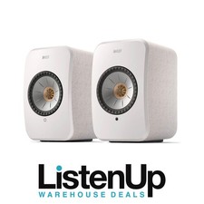 KEF LSX II Wireless HiFi Bookshelf Speakers (Pair) - Cotton White
