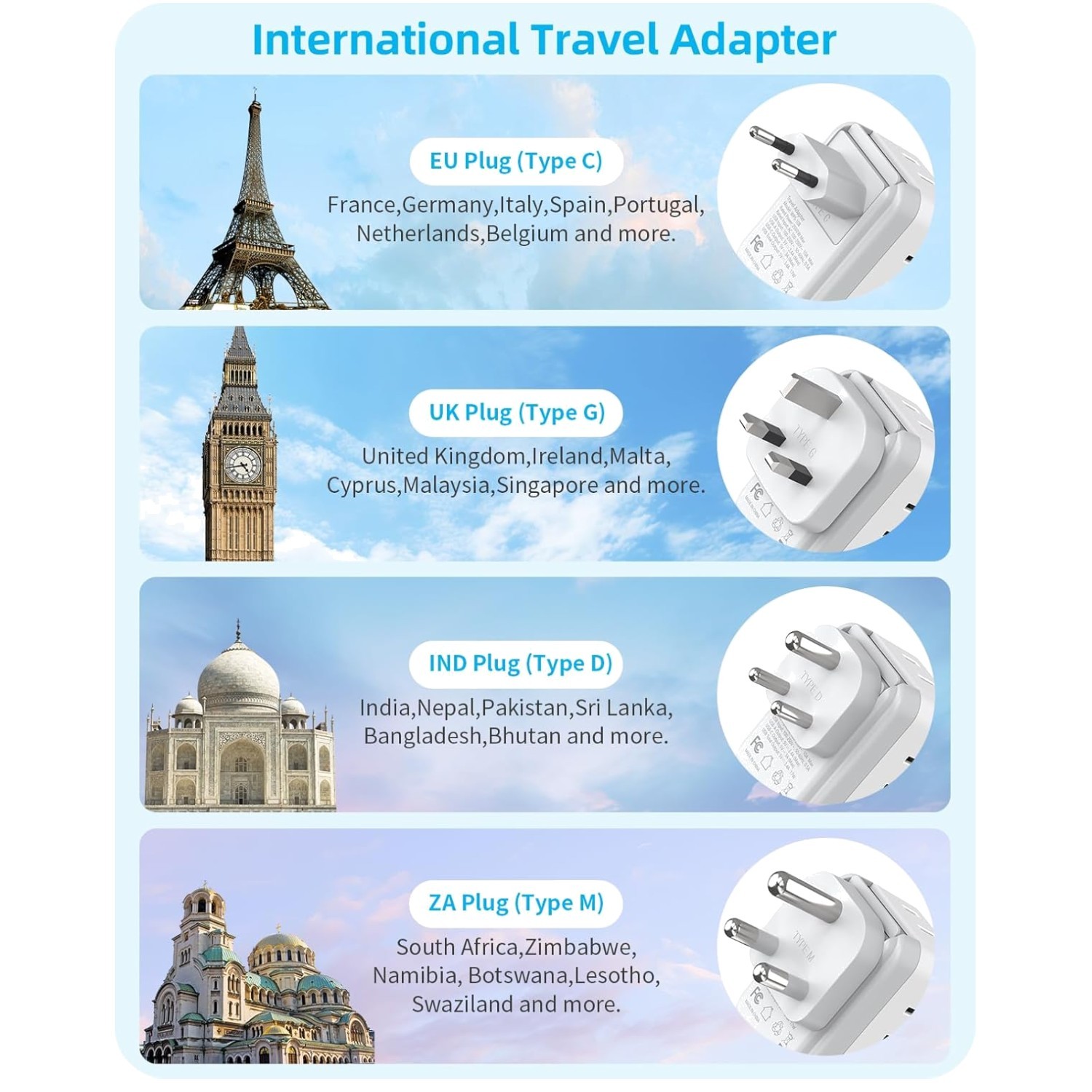 Universal Travel Adapter with 8 Outlets and 4 USB Ports#