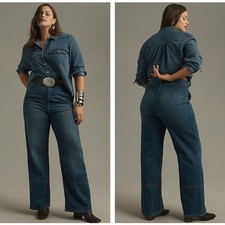 ANTHROPOLOGIE x PILCRO The Eventide High-Rise Wide-Leg Trouser Jeans Sz 33 Z46