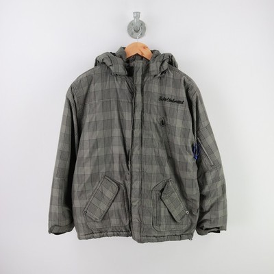 Ecko Unltd Steppjacke mit Reißverschluss Größe M Logo bestickt grau