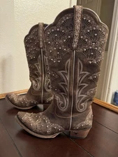 Lane Women's Boot Barn X Calypso Leather Western Bridal Snip Toe Caramel Sz 9 B