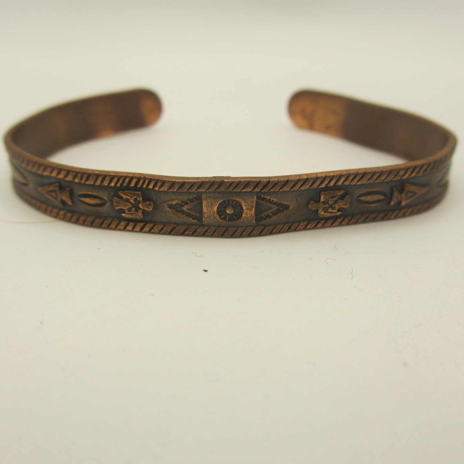 Vintage Solid Copper Bracelet Open Cuff Thunderbi… - image 1