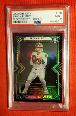 🔥 2022 PANINI OBSIDIAN ELECTRIC ETCH GREEN 158 BROCK PURDY SP /50 PSA 9 MINT 💎
