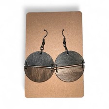 Handmade Wooden Geometric Circle Drop Earrings