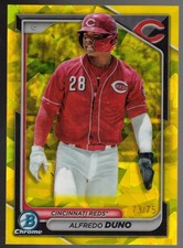 Alfredo Duno 2024 Bowman Sapphire Chrome Prospects Yellow Refractor /75 #BCP-51
