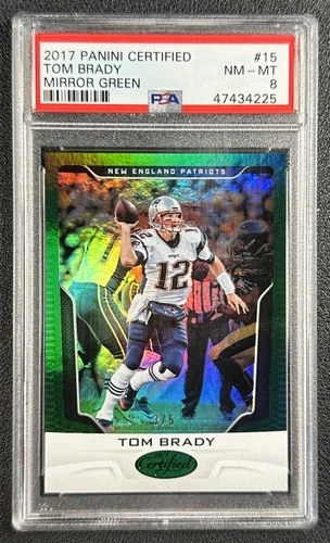 TOM BRADY PSA 8 2017 PANINI CERTIFIED FOOTBALL #15 MIRROR GREEN 3/5 PATRIOTS